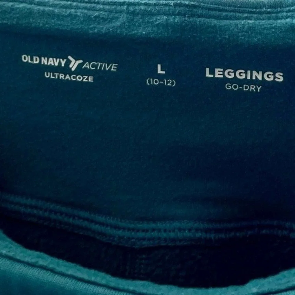 Old Navy Active Kids Ultracoze Go-Dry Leggings Teal Blue Reflective Size L 10-12